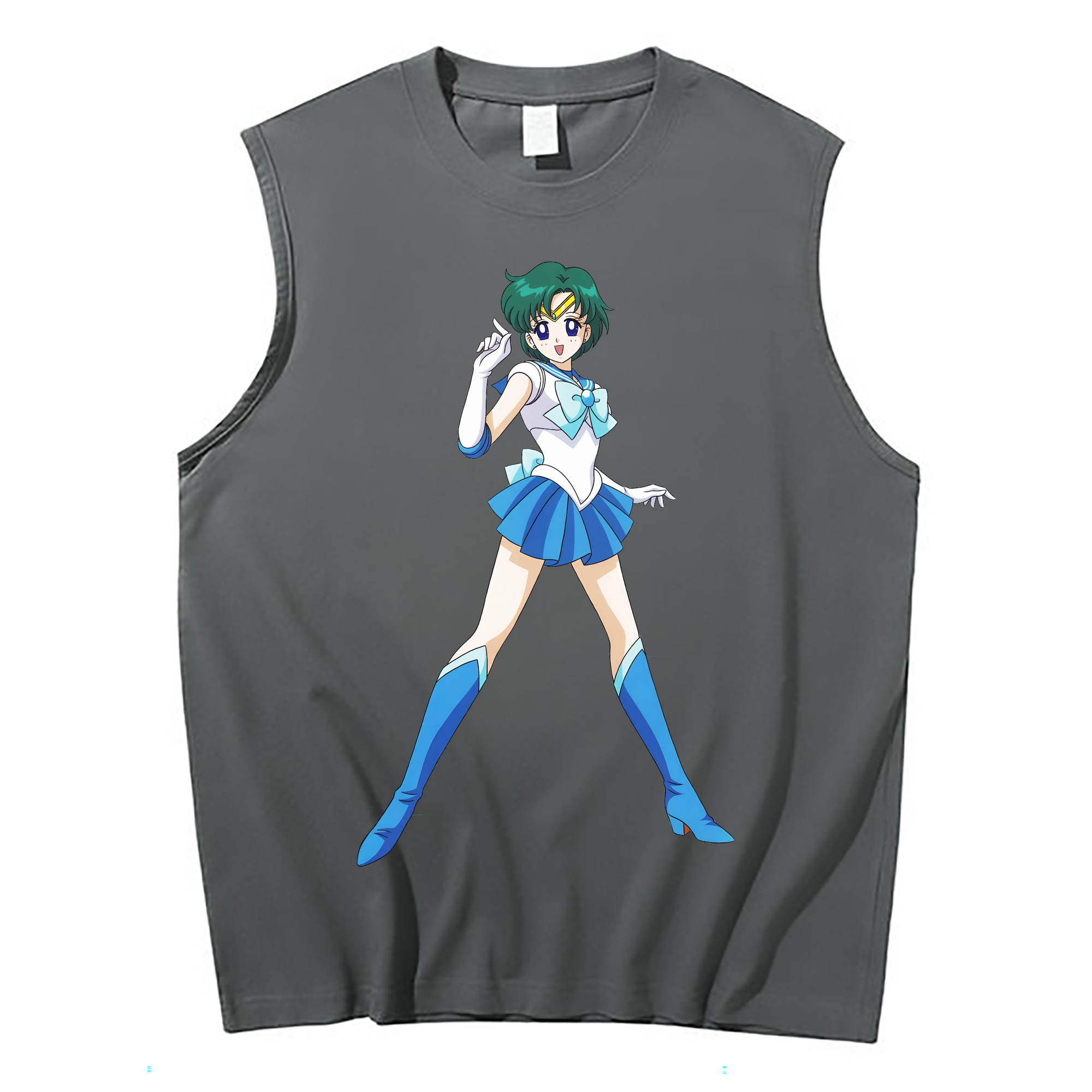 （画像用） 美少女戦士セーラームーン 海王 みちる（かいおう みちる） Sailor Moon Kaiou Michiru コットン100％タンクトップ（フロントプリント）